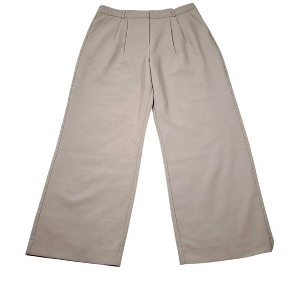 Abercrombie Ultra High Rise Wide Leg Pleated Front Pants Beige Tan Size 16 33 - Picture 1 of 7